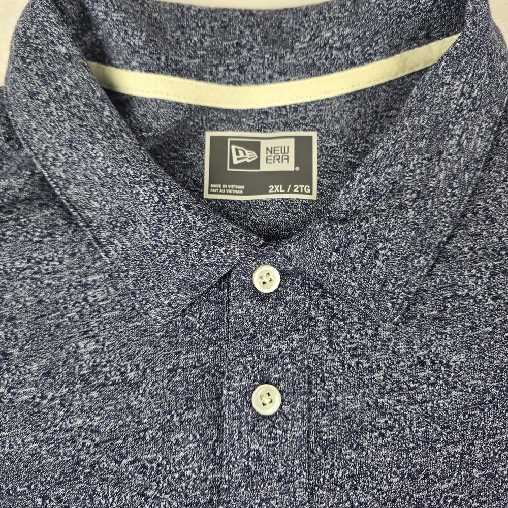 New Era Mens 2XL Blue Heather Polo Shirt Short Sleeve Logo‎ Casual Golf - Picture 4 of 9